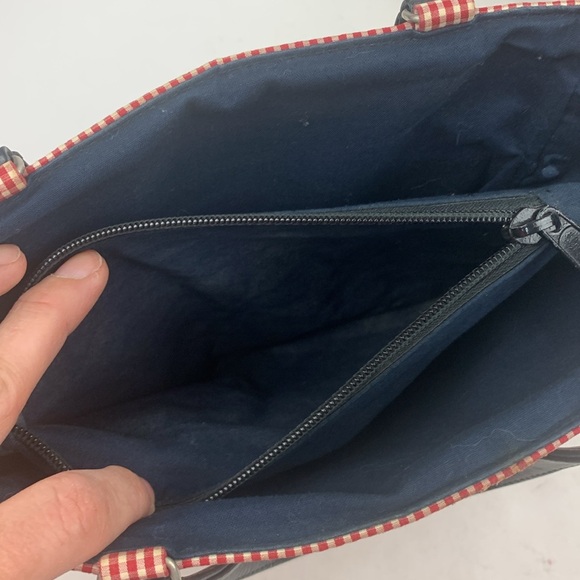 Kate Spade Vintage red white checkered satchel handbag purse black lined pockets - Picture 11 of 17